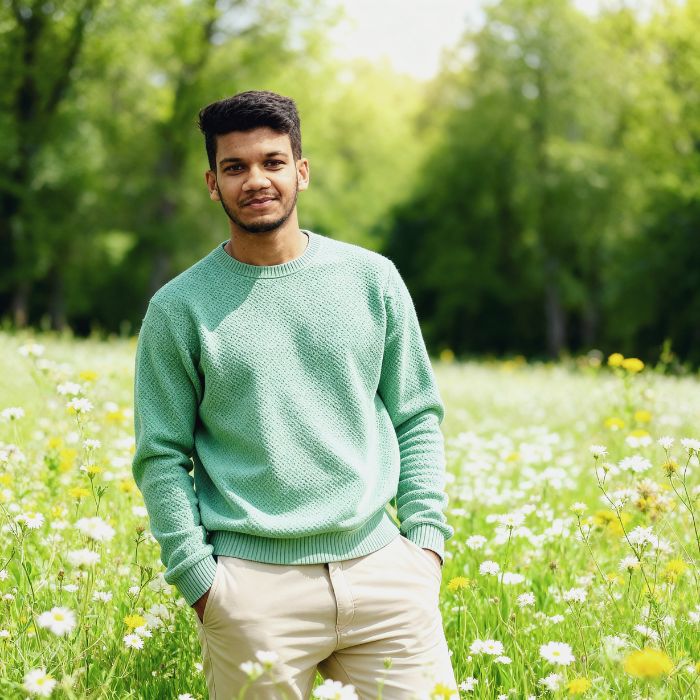 Sijan Ahmed, the Best SEO Specialist in Bangladesh, standing in a green field.